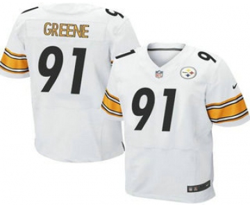 Men's Pittsburgh Steelers #91 Kevin Greene White Road NFL Nike Elite Jersey