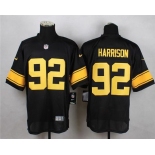 Men's Pittsburgh Steelers #92 James Harrison Black With Yellow Nike NFL Elite Jersey