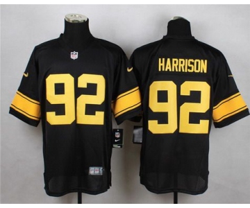 Men's Pittsburgh Steelers #92 James Harrison Black With Yellow Nike NFL Elite Jersey