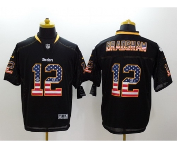 Nike Pittsburgh Steelers #12 Terry Bradshaw 2014 USA Flag Fashion Black Elite Jersey