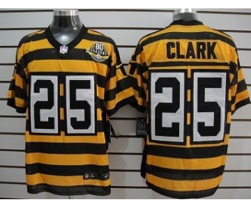 Nike Pittsburgh Steelers #25 Ryan Clark Yellow With Black Throwback 80TH Jersey