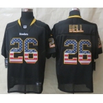 Nike Pittsburgh Steelers #26 LeVeon Bell 2014 USA Flag Fashion Black Elite Jersey