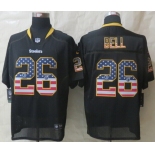 Nike Pittsburgh Steelers #26 LeVeon Bell 2014 USA Flag Fashion Black Elite Jersey