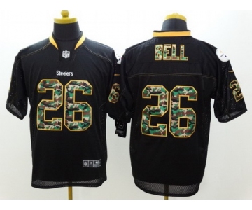 Nike Pittsburgh Steelers #26 LeVeon Bell Black With Camo Elite Jersey