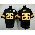 Nike Pittsburgh Steelers #26 LeVeon Bell Black With Yellow Elite Jersey