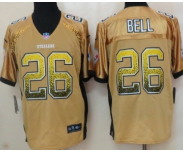 Nike Pittsburgh Steelers #26 LeVeon Bell Drift Fashion Yellow Elite Jersey