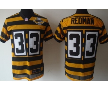 Nike Pittsburgh Steelers #33 Isaac Redman Yellow With Black Throwback 80TH Jersey