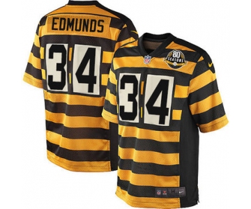 Nike Pittsburgh Steelers #34 Terrell Edmunds Yellow Black Alternate Men's Stitched NFL 80TH Throwback Elite Jersey