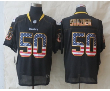 Nike Pittsburgh Steelers #50 Ryan Shazier 2014 USA Flag Fashion Black Elite Jersey