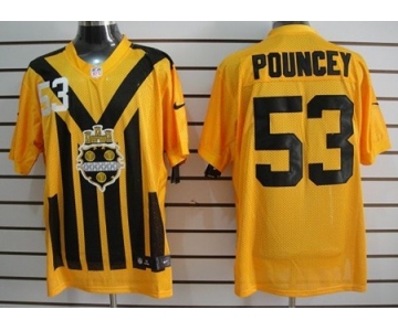 Nike Pittsburgh Steelers #53 Maurkice Pouncey 1933 Yellow Throwback Jersey