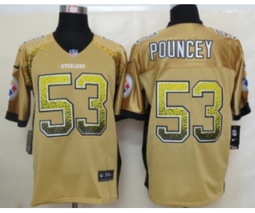 Nike Pittsburgh Steelers #53 Maurkice Pouncey Drift Fashion Yellow Elite Jersey