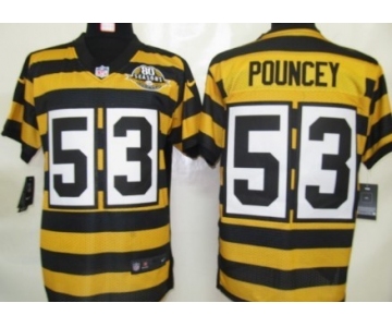 Nike Pittsburgh Steelers #53 Maurkice Pouncey Yellow With Black Throwback 80TH Jersey