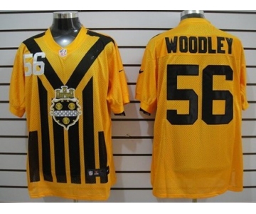 Nike Pittsburgh Steelers #56 LaMarr Woodley 1933 Yellow Throwback Jersey