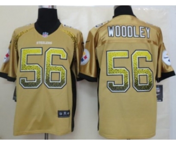 Nike Pittsburgh Steelers #56 LaMarr Woodley Drift Fashion Yellow Elite Jersey