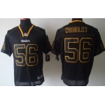 Nike Pittsburgh Steelers #56 LaMarr Woodley Lights Out Black Elite Jersey