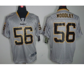 Nike Pittsburgh Steelers #56 LaMarr Woodley Lights Out Gray Elite Jersey