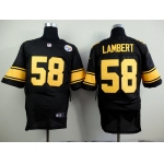 Nike Pittsburgh Steelers #58 Jack Lambert Black With Yellow Elite Jersey