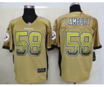 Nike Pittsburgh Steelers #58 Jack Lambert Drift Fashion Yellow Elite Jersey