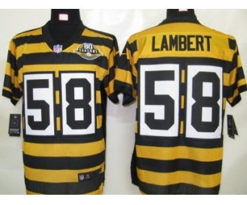 Nike Pittsburgh Steelers #58 Jack Lambert Yellow With Black Throwback 80TH Jersey