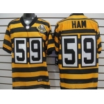 Nike Pittsburgh Steelers #59 Jack Ham Yellow With Black Throwback 80TH Jersey