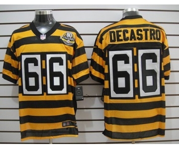 Nike Pittsburgh Steelers #66 David DeCastro Yellow With Black Throwback 80TH Jersey
