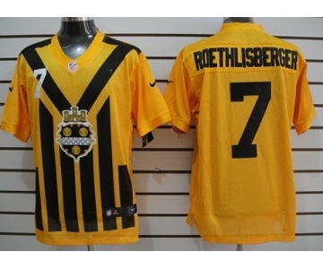 Nike Pittsburgh Steelers #7 Ben Roethlisberger 1933 Yellow Throwback Jersey