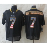 Nike Pittsburgh Steelers #7 Ben Roethlisberger 2014 USA Flag Fashion Black Elite Jersey