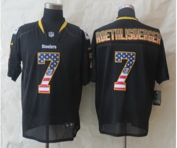 Nike Pittsburgh Steelers #7 Ben Roethlisberger 2014 USA Flag Fashion Black Elite Jersey