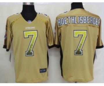 Nike Pittsburgh Steelers #7 Ben Roethlisberger Drift Fashion Yellow Elite Jersey