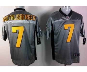 Nike Pittsburgh Steelers #7 Ben Roethlisberger Gray Shadow Elite Jersey