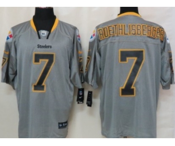 Nike Pittsburgh Steelers #7 Ben Roethlisberger Lights Out Gray Elite Jersey