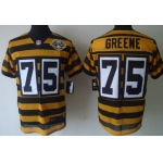 Nike Pittsburgh Steelers #75 Joe Greene Yellow With Black Throwback 80TH Jersey