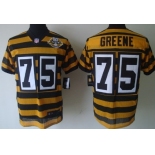 Nike Pittsburgh Steelers #75 Joe Greene Yellow With Black Throwback 80TH Jersey