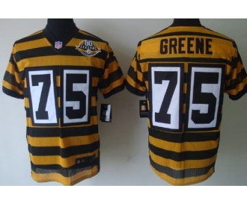 Nike Pittsburgh Steelers #75 Joe Greene Yellow With Black Throwback 80TH Jersey