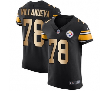 Nike Pittsburgh Steelers #78 Alejandro Villanueva Black Team Color Men's Stitched NFL Elite Gold Jersey
