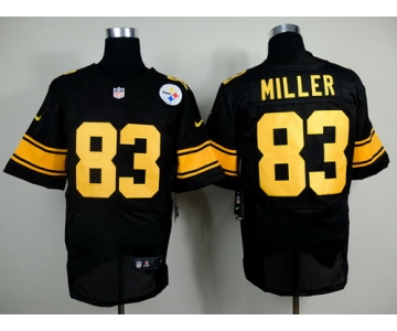 Nike Pittsburgh Steelers #83 Heath Miller Black With Yellow Elite Jersey