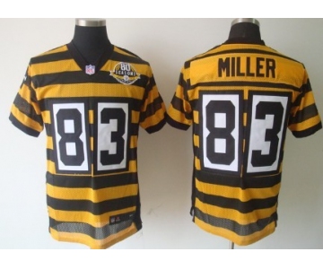 Nike Pittsburgh Steelers #83 Heath Miller Yellow With Black Throwback 80TH Jersey