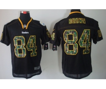 Nike Pittsburgh Steelers #84 Antonio Brown Black With Camo Elite Jersey