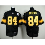 Nike Pittsburgh Steelers #84 Antonio Brown Black With Yellow Elite Jersey