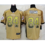 Nike Pittsburgh Steelers #84 Antonio Brown Drift Fashion Yellow Elite Jersey