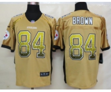 Nike Pittsburgh Steelers #84 Antonio Brown Drift Fashion Yellow Elite Jersey