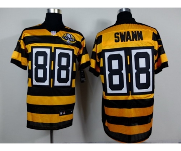 Nike Pittsburgh Steelers #88 Lynn Swann Yellow With Black Throwback 80TH Jersey