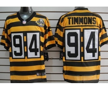 Nike Pittsburgh Steelers #94 Lawrence Timmons Yellow With Black Throwback 80TH Jersey