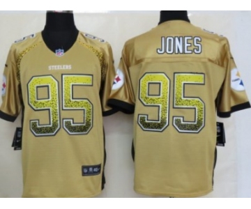 Nike Pittsburgh Steelers #95 Jarvis Jones Drift Fashion Yellow Elite Jersey