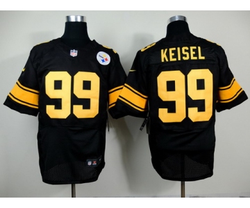 Nike Pittsburgh Steelers #99 Brett Keisel Black With Yellow Elite Jersey