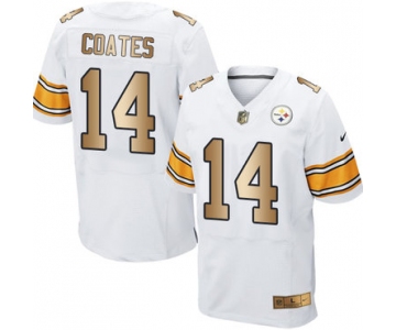 Nike Steelers #14 Sammie Coates White Men's Stitched NFL Elite Gold Jersey