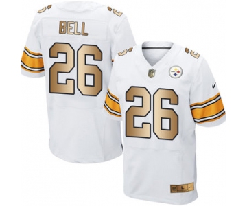 Nike Steelers #26 Le'Veon Bell White Men's Stitched NFL Elite Gold Jersey