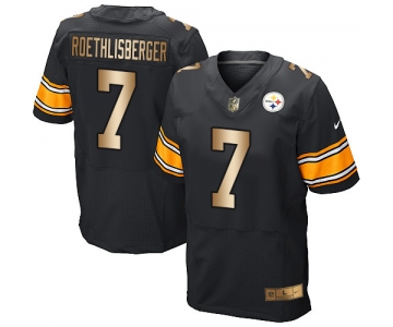 Nike Steelers #7 Ben Roethlisberger Black Team Color Men's Stitched NFL Elite Gold Jersey