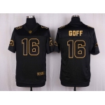 Men's Los Angeles Rams #16 Jared Goff Black With Gold NFL Nike Elite Jersey