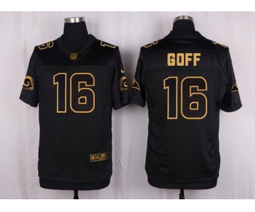 Men's Los Angeles Rams #16 Jared Goff Black With Gold NFL Nike Elite Jersey